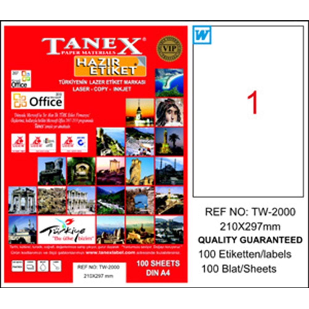 TANEX TW-2000 LAZER ETİKET 210X297